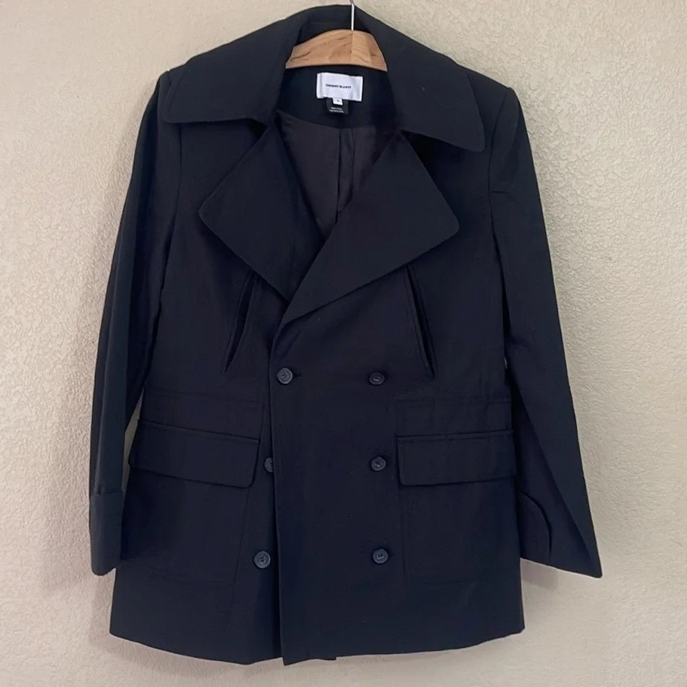 CURRENT ELLIOTT Black Double Breasted‎ Peacoat Jacket Womens Size 1- US 4